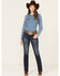 Image #1 - Wrangler Retro Women's Dark Wash High Rise Slim Stretch Bootcut Jeans, Dark Wash, hi-res