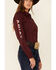 Image #3 - Ariat Women's Zinfandel Team Kirby Stretch Long Sleeve Button Shirt, Burgundy, hi-res