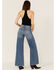 Image #3 - Sneak Peek Women's Light Wash High Rise Vintage Wide Leg Jeans, Blue, hi-res