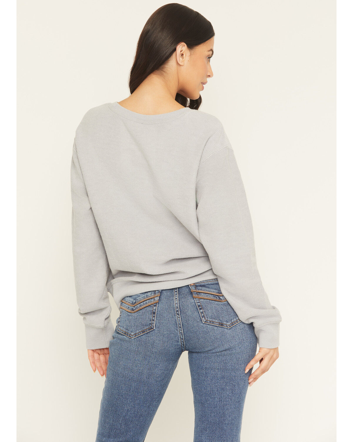 Image #4 - Blended Women's USA Flag Crewneck Sweater, Grey, hi-res