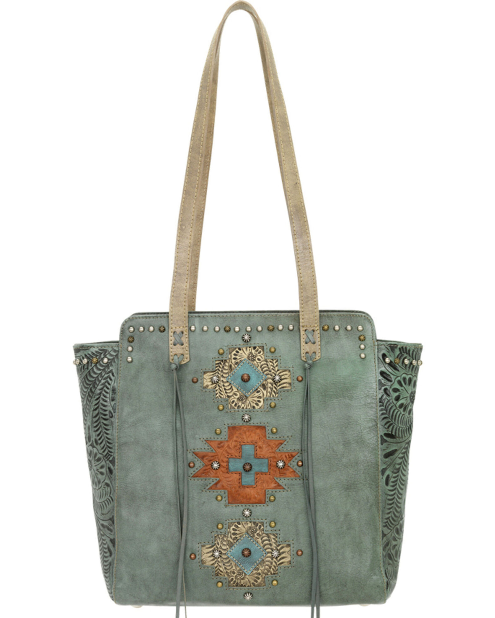 Image #4 - American West Navajo Soul Zip Top Tote, Turquoise, hi-res