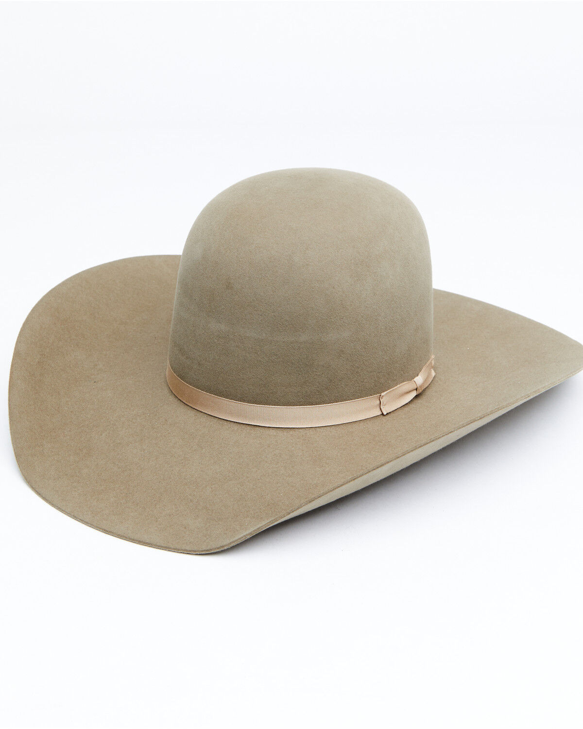Image #1 - Rodeo King 7X Open Crown Match Band Felt Cowboy Hat, Pecan, hi-res