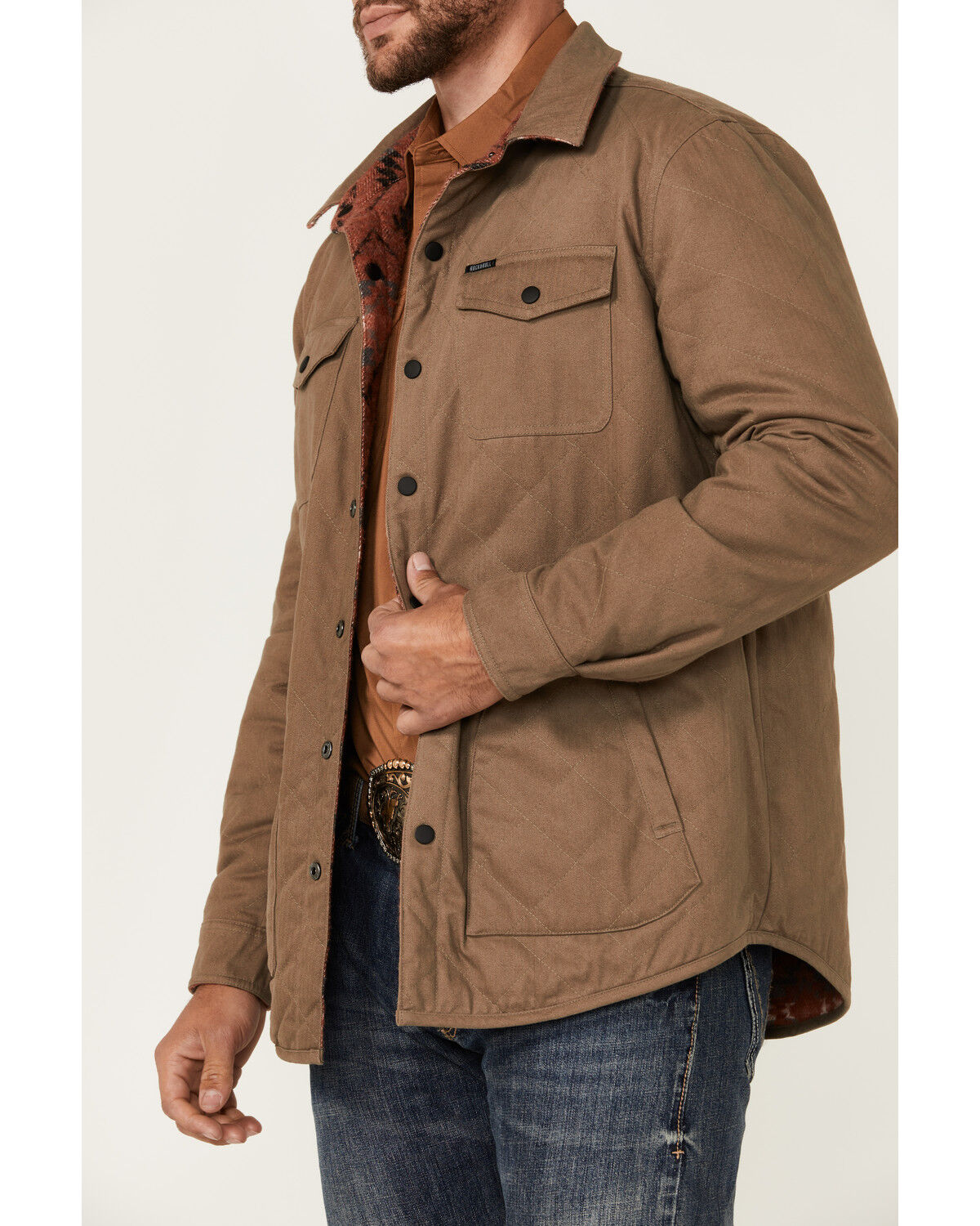 Image #3 - Rock & Roll Denim Reversible Southwestern Print Shacket, Beige, hi-res