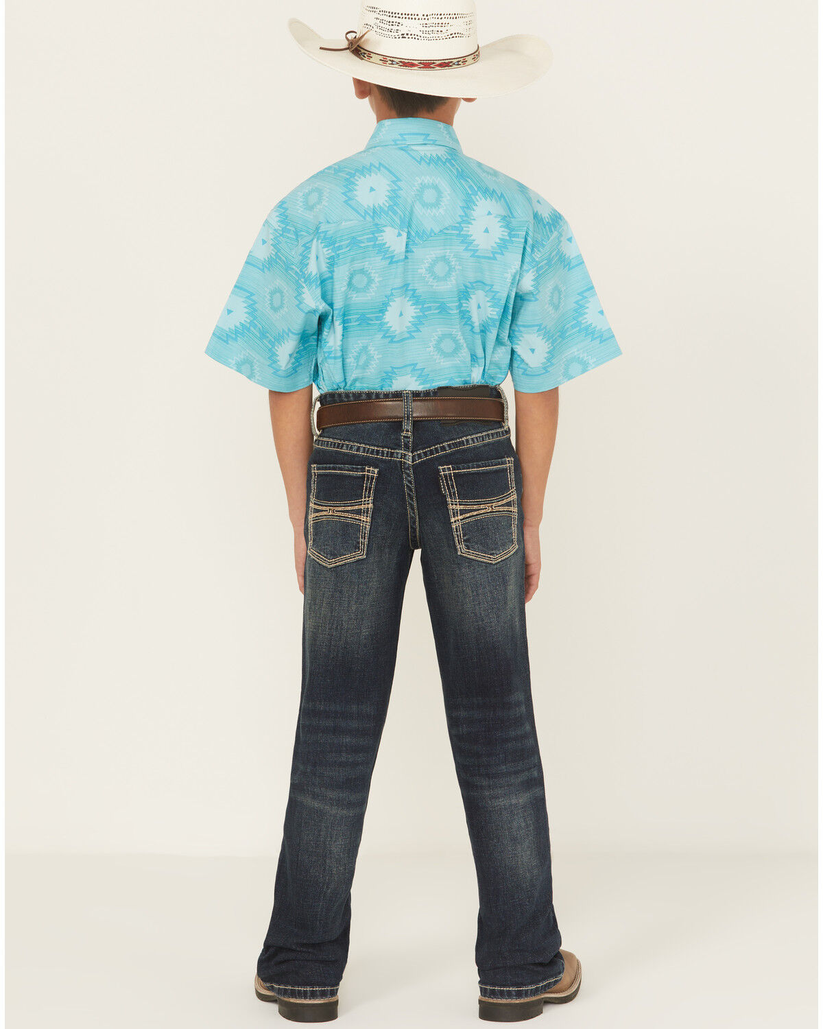 Image #3 - Hooey by Rock & Roll Denim Boys' Dark Wash Barbed Revolver Straight Stretch Denim Jeans, Blue, hi-res