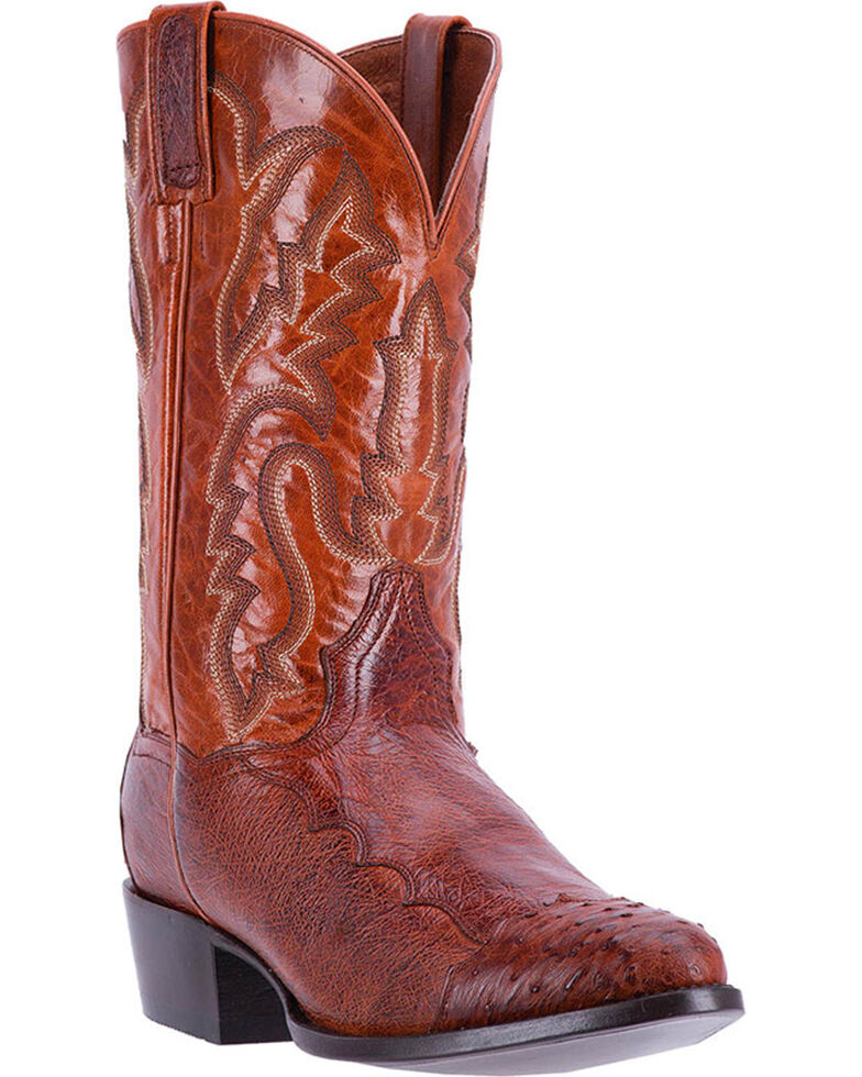 Dan Post Men's Cognac Pugh Ostrich Leather Boots - Medium Toe, Cognac, hi-res