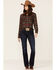 Stetson Women's Southwestern Flat Weave Blanket Print Long Sleeve Collared Snap Shirt, Brown, hi-res