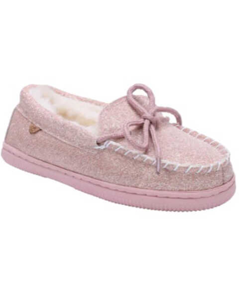 Image #1 - Lamo Footwear Girls' Casual Slippers - Moc Toe , Pink, hi-res