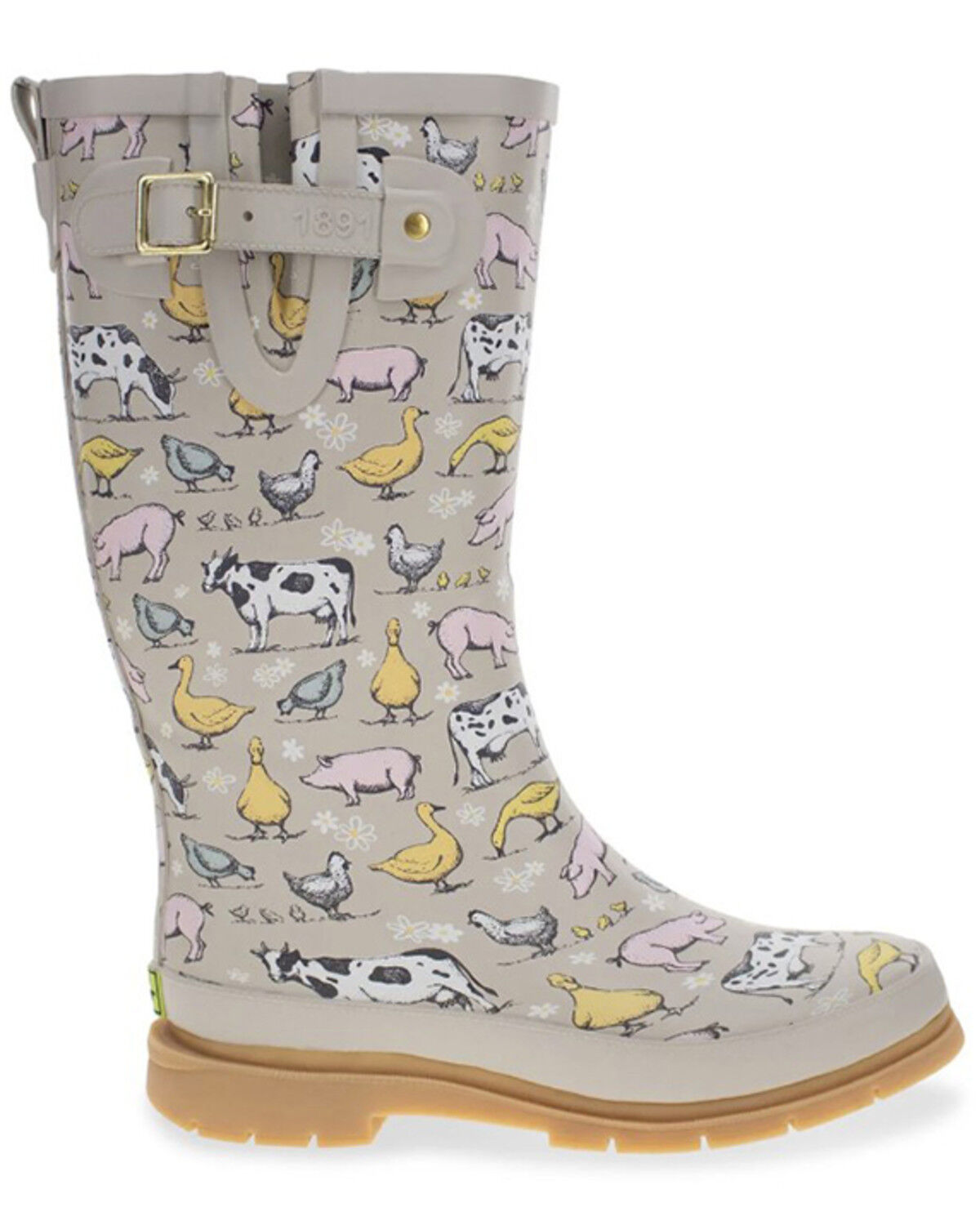 Image #2 - Western Chief Women's Farmhouse Tall Rain Boots - Round Toe, Taupe, hi-res