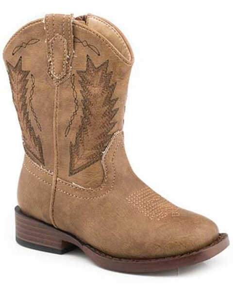 Roper Toddler Boys' Billy Western Boots - Broad Square Toe, Tan, hi-res