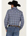 Image #4 - Ely Walker Men's Plaid Print Long Sleeve Pearl Snap Western Shirt, Navy, hi-res