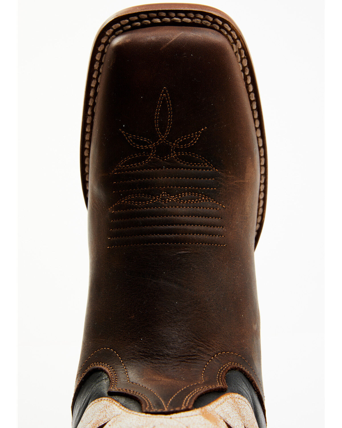 Image #6 - Dan Post Women's Sure Shot Embroidered Overlay Western Leather Boots - Broad Square Toe, Black/tan, hi-res
