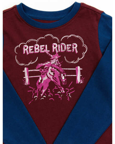 Image #2 - Shyanne Toddler Girls' Rebel Rider Long Sleeve Graphic Tee - Toddler, Burgundy, hi-res