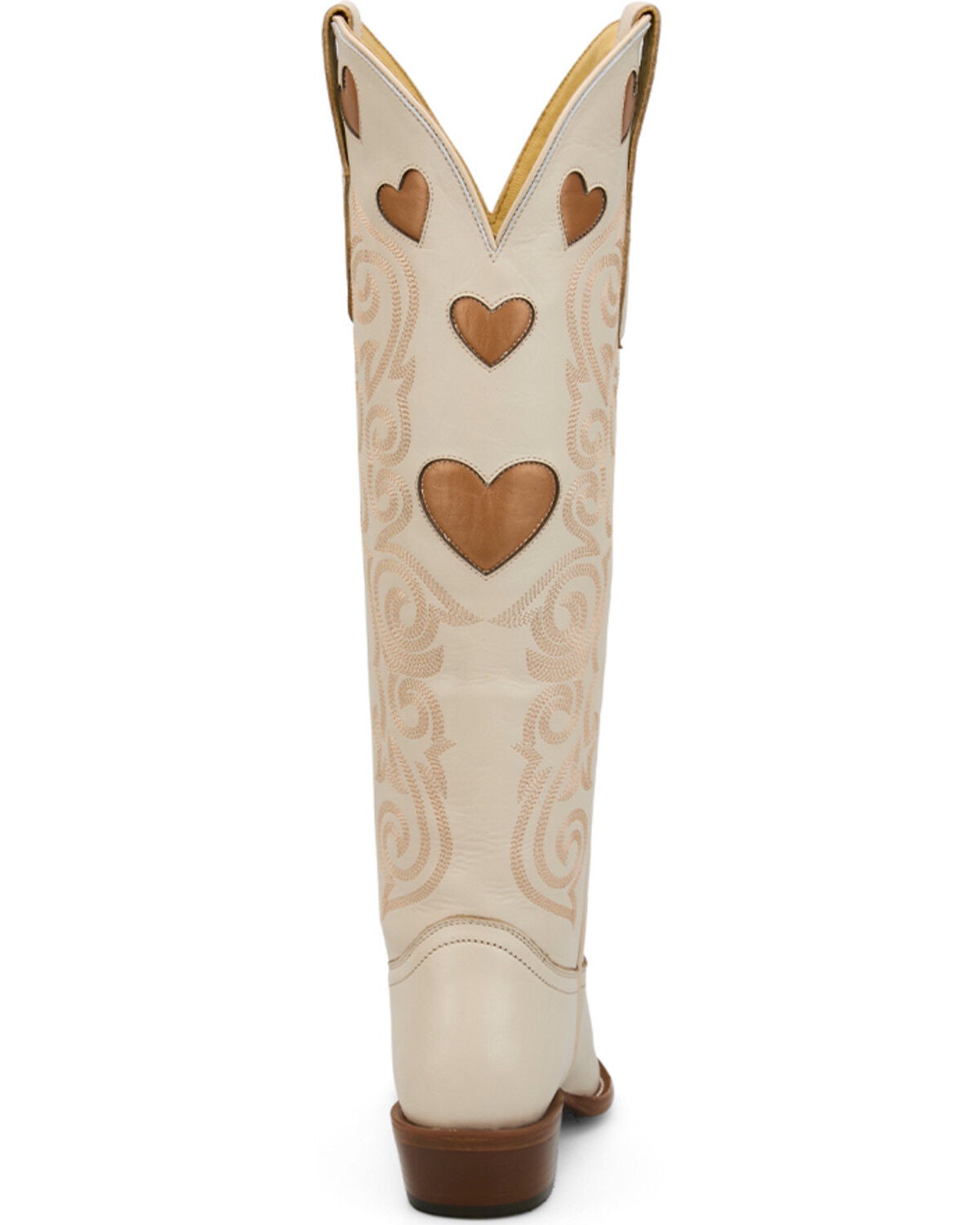 Image #5 - Justin Women's Heart Inlay Tall Western Boots - Snip Toe, Cream, hi-res