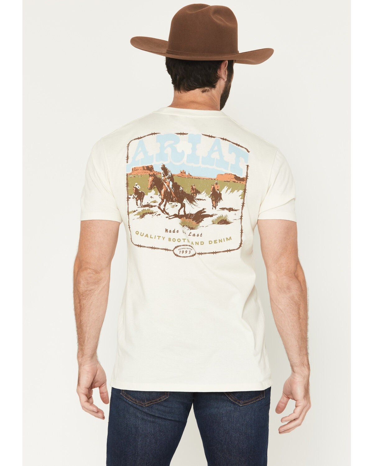 Ariat Men's Pulp Western Short Sleeve Graphic T-Shirt, Cream, hi-res