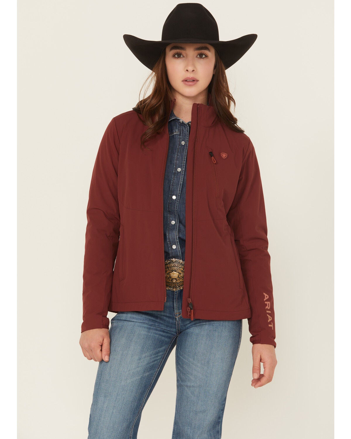 Ariat Women's Rion Stretchshell Jacket, Brown, hi-res