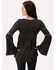 Image #2 - Studio West Women's Bell Sleeve Embroidered Top, Black, hi-res
