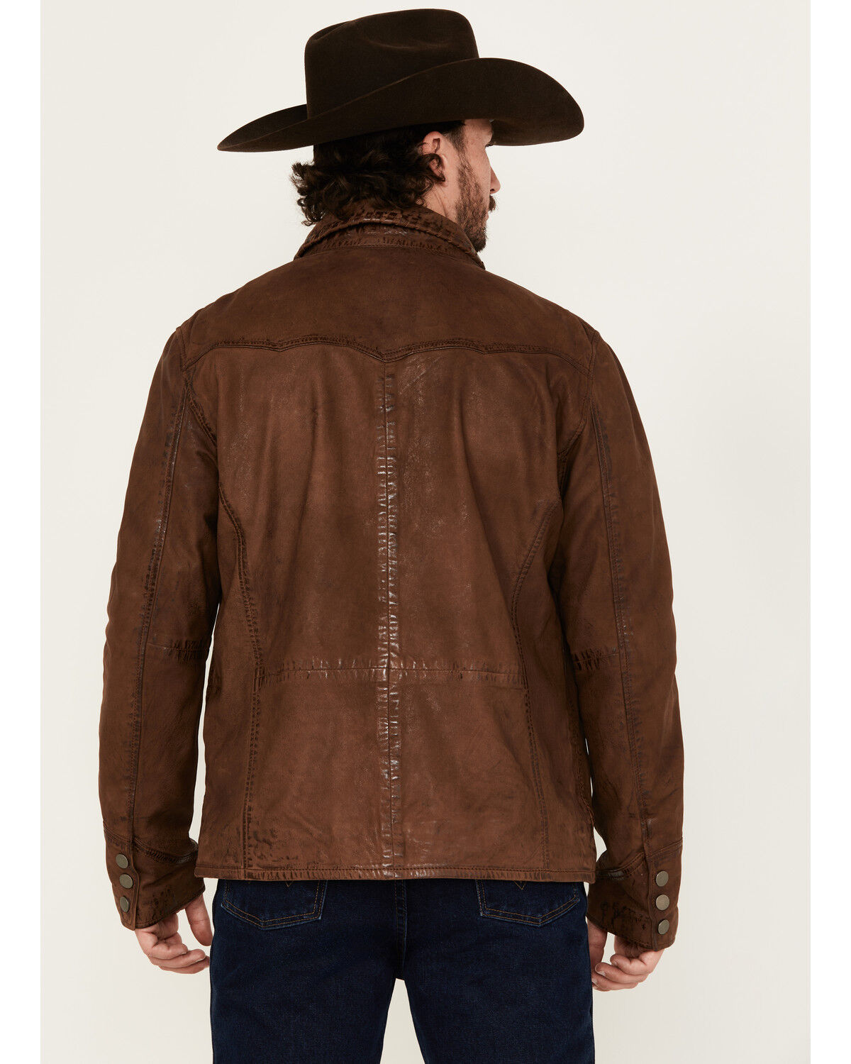 Image #4 - Mauritius Leather Men's Woodly Whipstitch Leather Jacket, Brown, hi-res