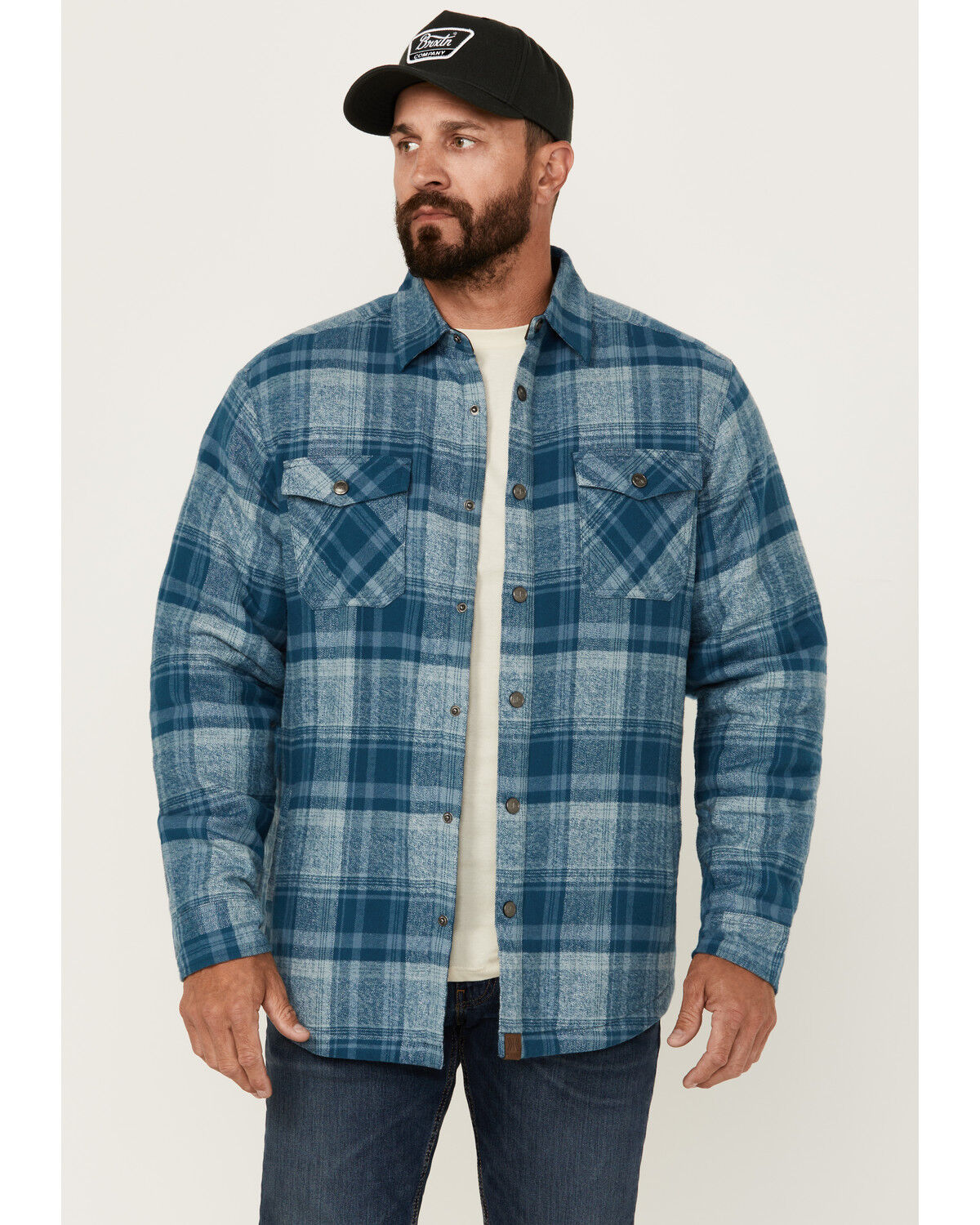 Image #1 - Dakota Grizzly Men's Ivan Plaid Print Sherpa Lined Shirt Jacket, Blue, hi-res