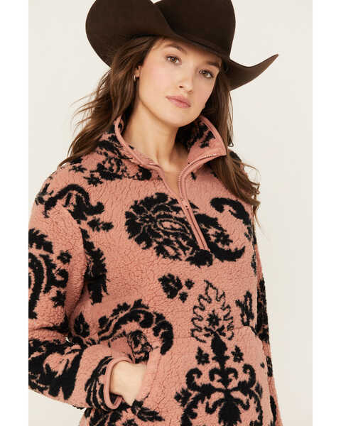 Image #2 - Wrangler Women's Paisley Print Sherpa Pullover, Medium Pink, hi-res