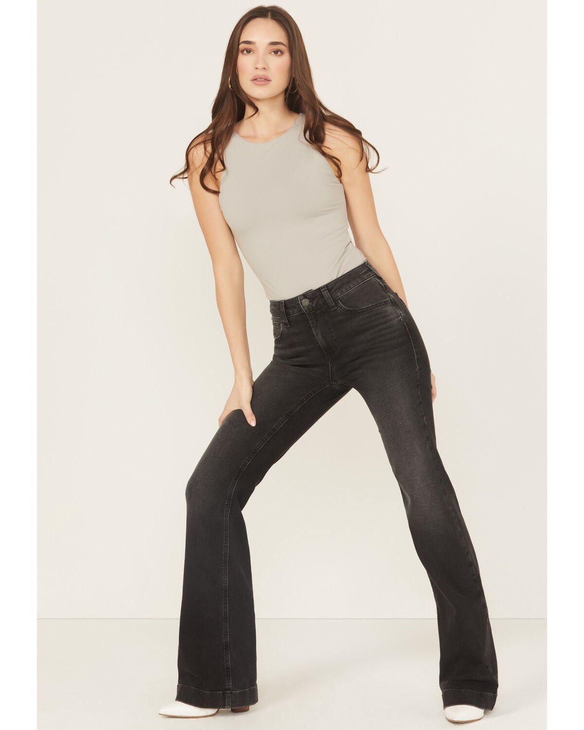 Ariat Women's High Rise Leilani Slim Trouser Stretch Denim Jeans, Black, hi-res