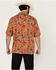 Image #4 - Wrangler Men's Conversation Print Short Sleeve Snap Western Shirt, Orange, hi-res