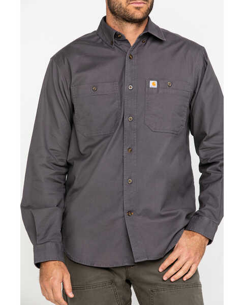Image #4 - Carhartt Men's Rugged Flex Rigby Long Sleeve Work Shirt, Grey, hi-res