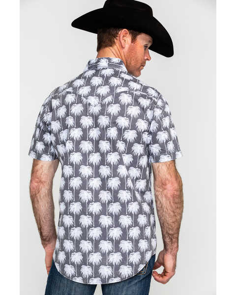 Image #2 - Rock & Roll Denim Men's Crinkle Washed Palm Print Short Sleeve Western Shirt , Grey, hi-res