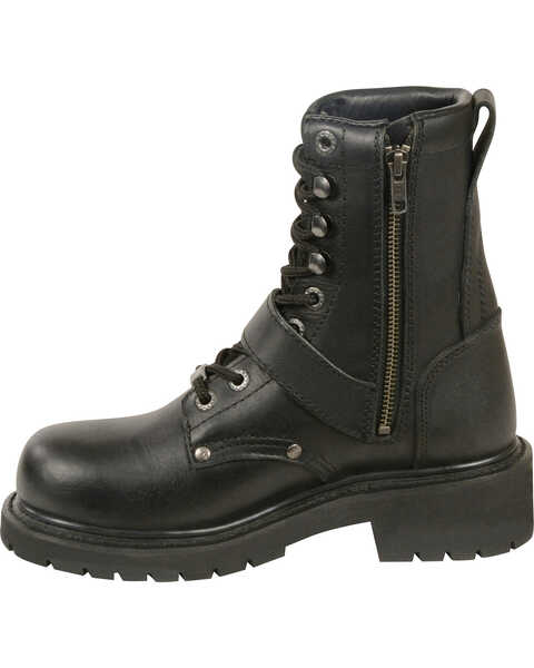 Image #2 - Milwaukee Leather Women's Buckled and Lace-to-Toe Boots - Square Toe , Black, hi-res