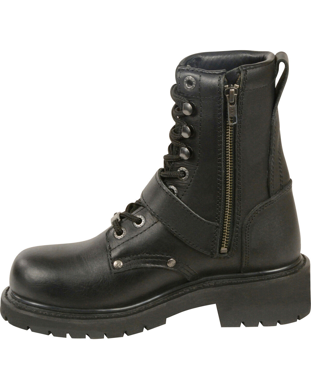 Image #2 - Milwaukee Leather Women's Buckled and Lace-to-Toe Boots - Square Toe, Black, hi-res