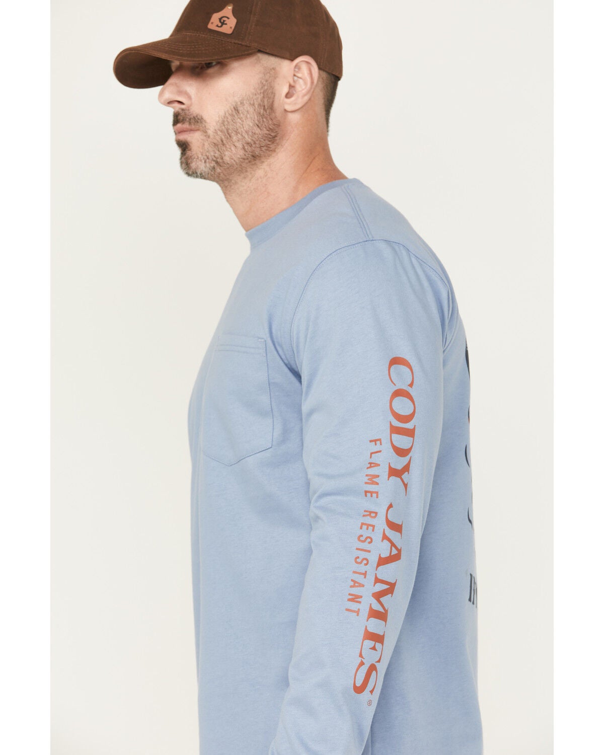 Image #3 - Cody James Men's FR Smoke Em Long Sleeve Graphic Work T-Shirt, Light Blue, hi-res