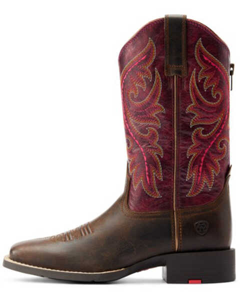 Image #2 - Ariat Women's Round Up Back Zip Western Performance Boots - Broad Square Toe, Brown, hi-res