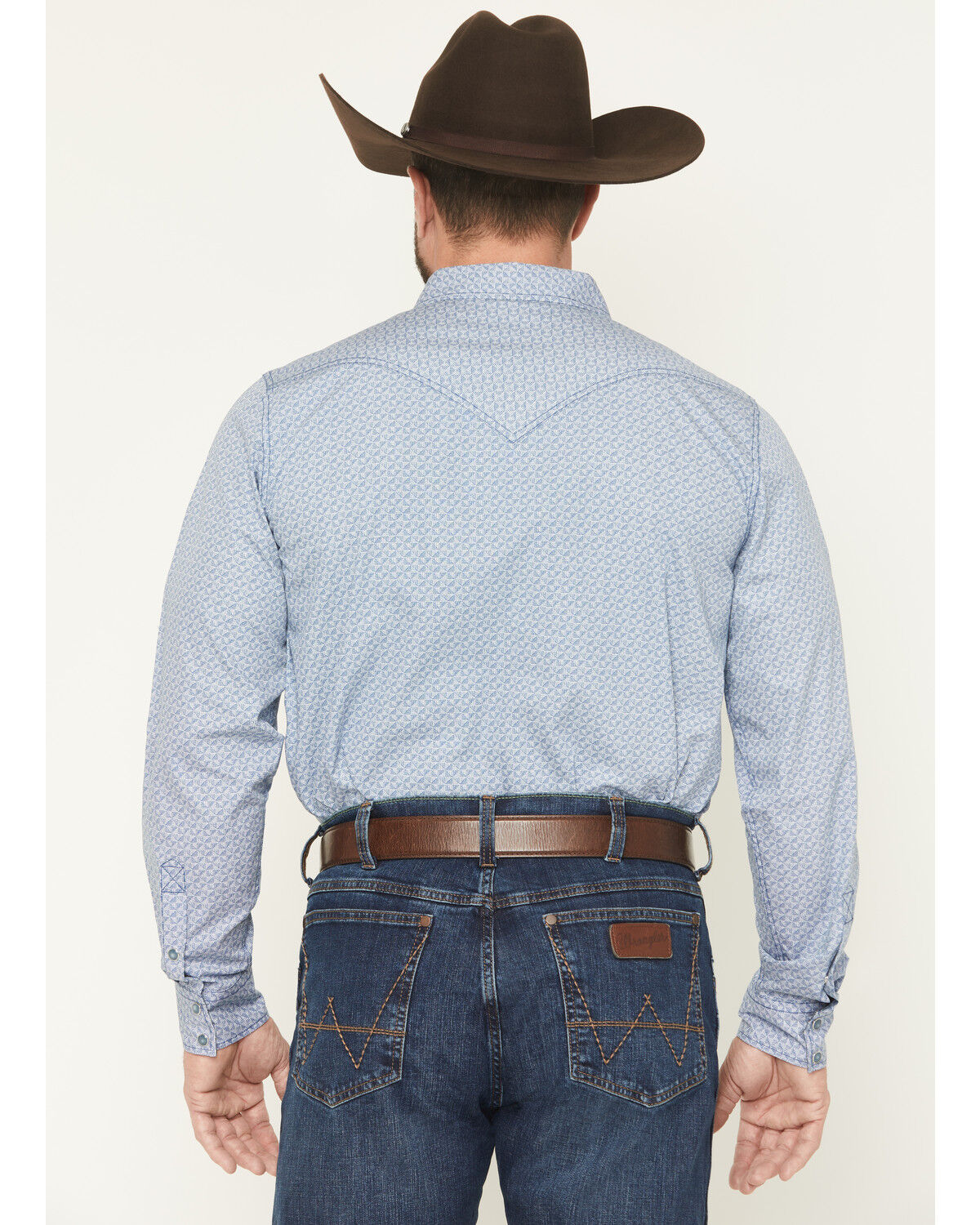 Image #4 - Cody James Men's Coastal Cowboy Micro Geo Print Long Sleeve Snap Western Shirt, Blue, hi-res