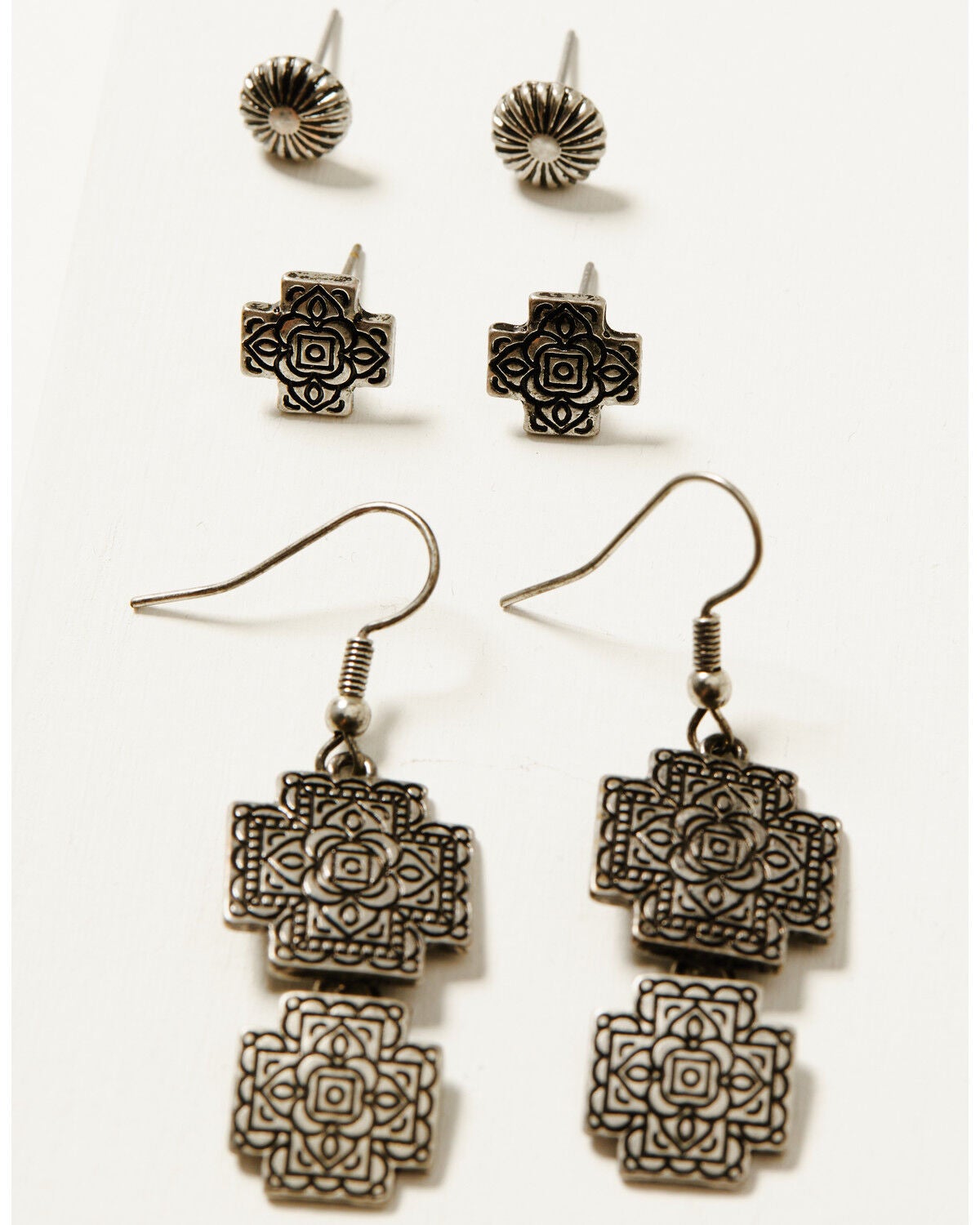Image #3 - Shyanne Women's Isla Oasis Stamped Earring Set - 6 Piece, Silver, hi-res