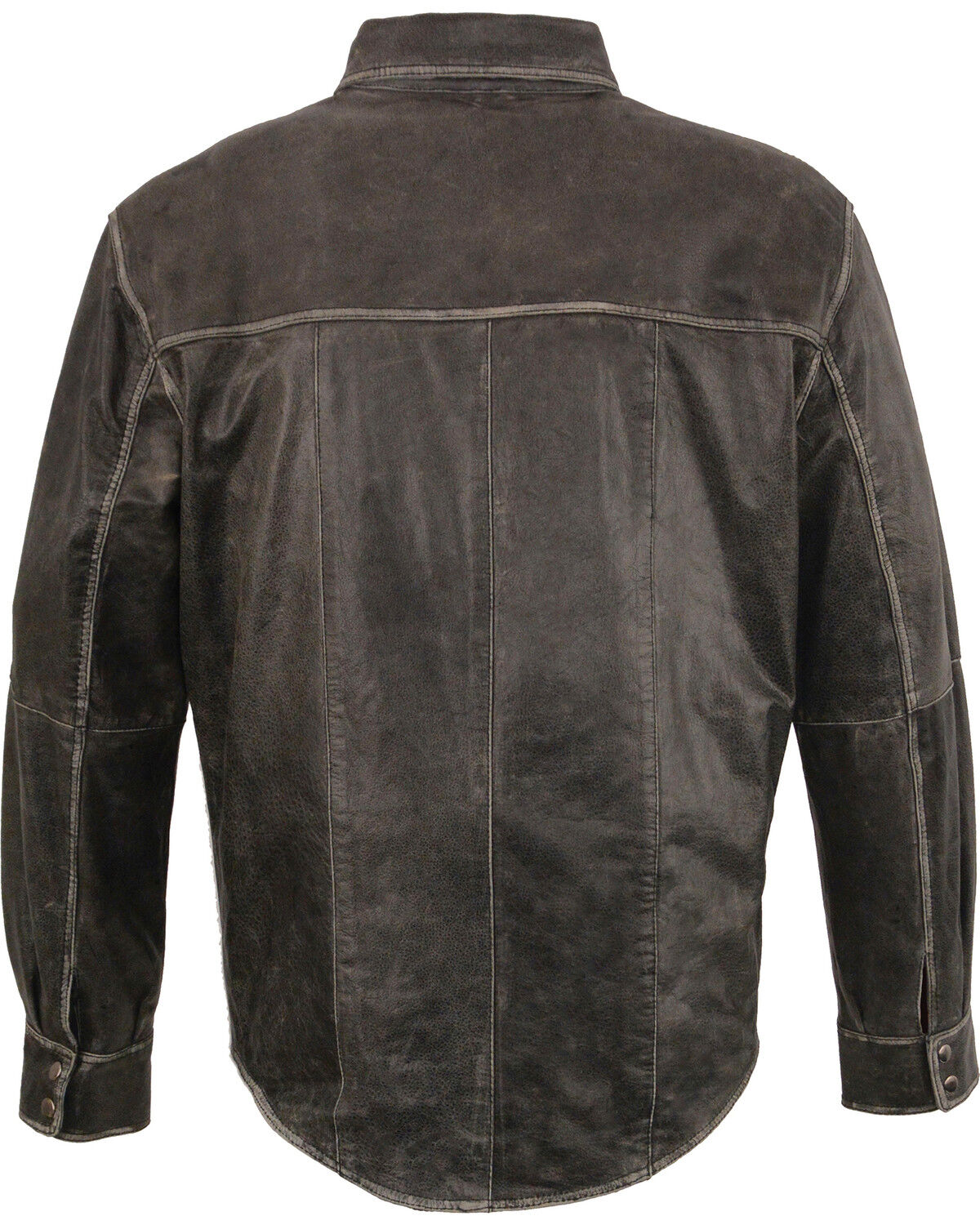 Image #3 - Milwaukee Leather Men's Lightweight Leather Shirt - Big & Tall, Grey, hi-res