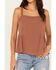 Cleo + Wolf Women's Cropped Strappy Peplum Top, Coffee, hi-res