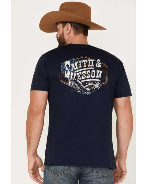 Image #1 - Smith & Wesson Men's Western Eagle Badge Short Sleeve Graphic T-Shirt, Navy, hi-res