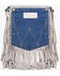 Wrangler Women's Leather Fringe Denim Jean Pocket Crossbody Bag, Beige, hi-res