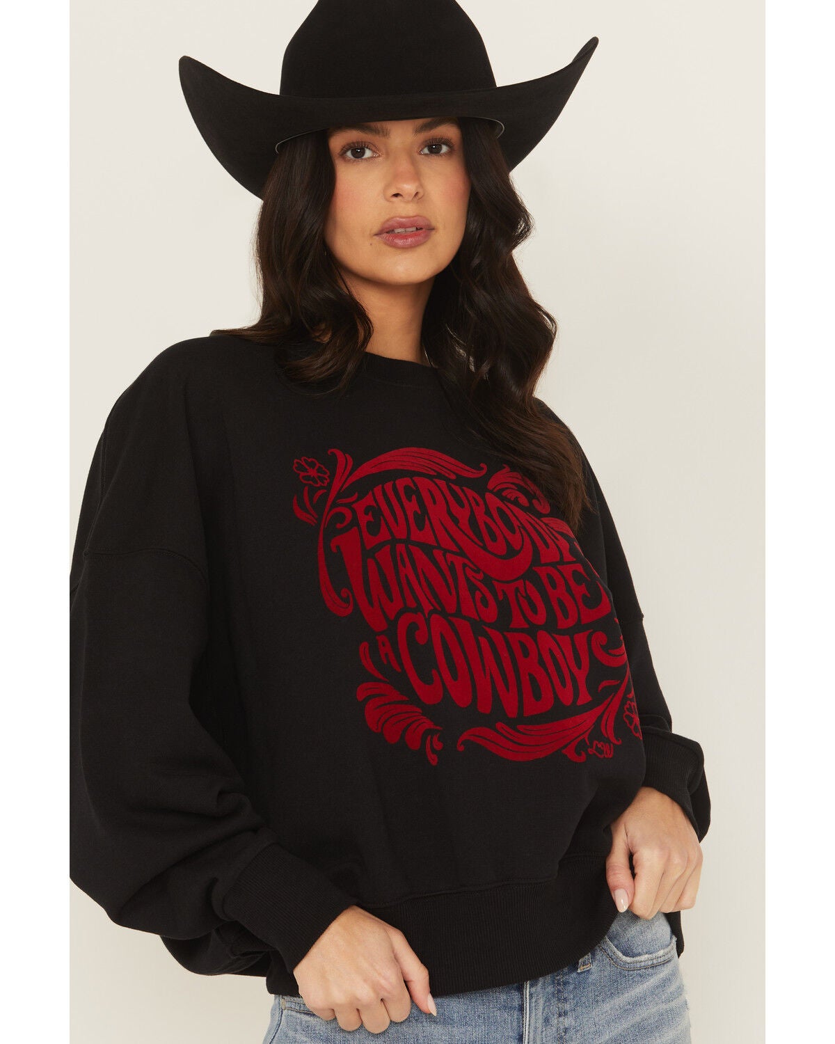 Image #2 - Wrangler X Lainey Wilson Women's Everybody Wants to be a Cowboy Crewneck Sweatshirt, Black, hi-res