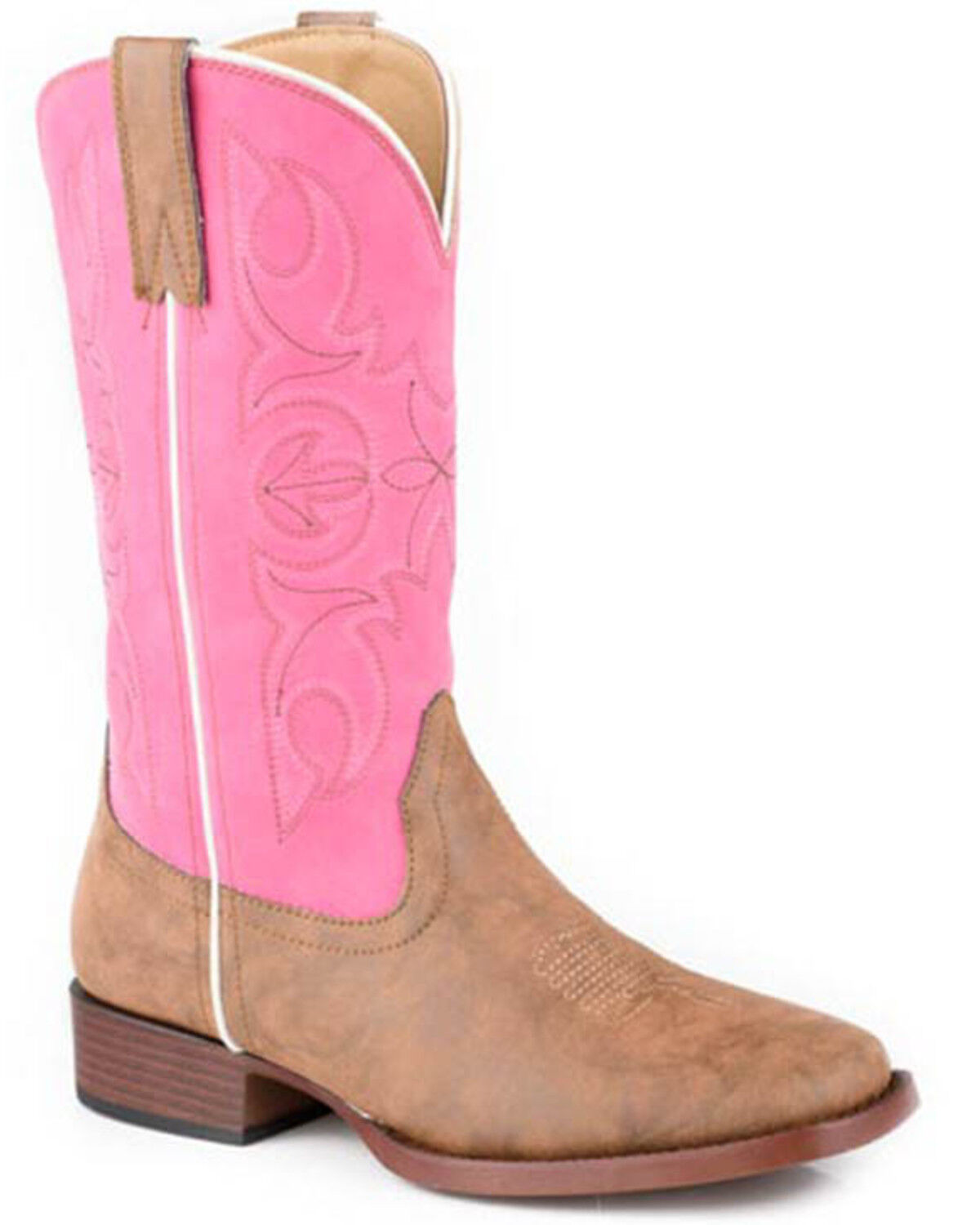 Image #1 - Roper Girls' Ainsley Western Boots - Broad Square Toe, Pink, hi-res