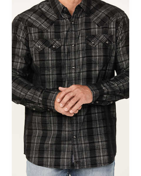 Image #3 - Moonshine Spirit Men's Black Jack Plaid Print Long Sleeve Snap Western Shirt, Black, hi-res