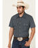 Rock & Roll Denim Men's Geo Print Short Sleeve Pearl Snap Western Shirt , Blue, hi-res