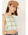 By Together Women's Gingham Print Cropped Sleeveless Top, Green, hi-res