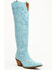 Image #1 - Dingo Women's Drama Queen Overlay Tall Western Boots - Round Toe, Blue, hi-res