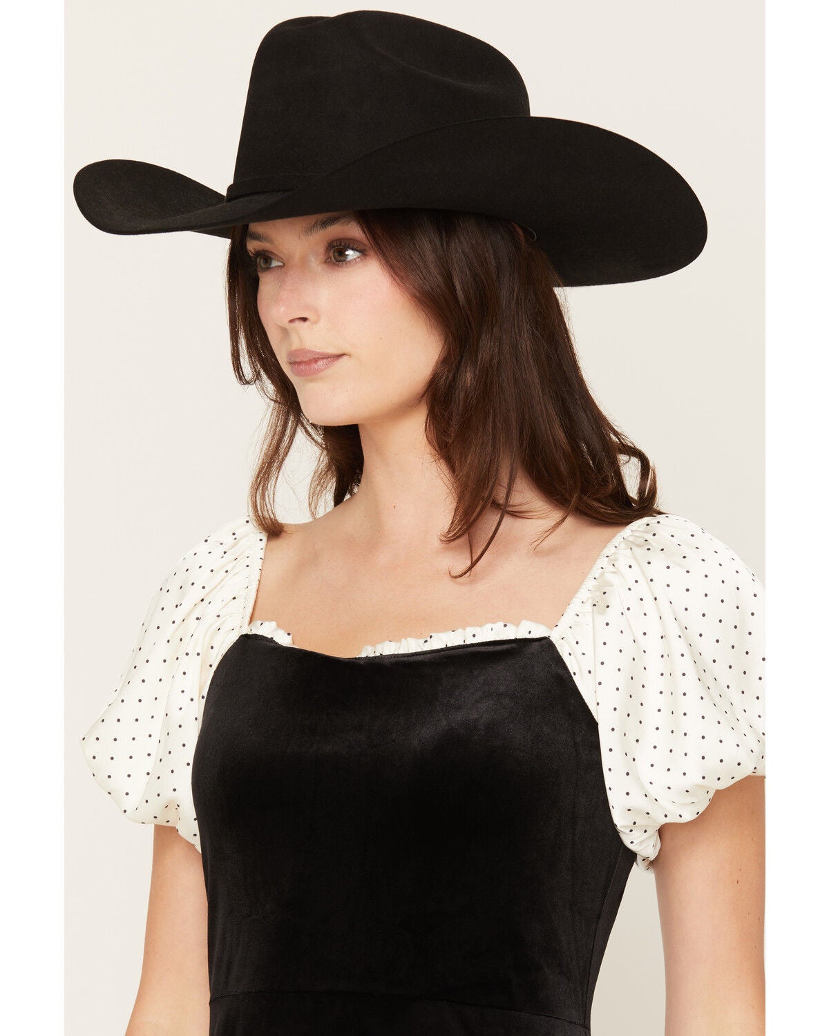 Image #2 - Sadie & Sage Women's Polka Dot Puff Sleeve Mini Dress, Black, hi-res