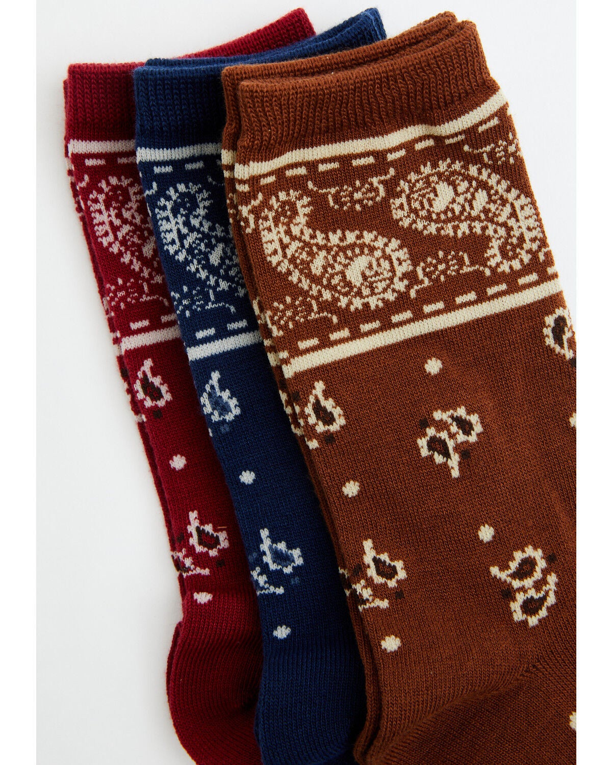 Image #4 - Boot Barn Women's Bandana Print Crew Socks - 3 Pack, Multi, hi-res