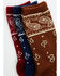 Image #4 - Boot Barn Women's Bandana Print Crew Socks - 3 Pack, Multi, hi-res
