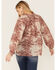 Revel Women's Floral Long Sleeve Peasant Top, Burgundy, hi-res