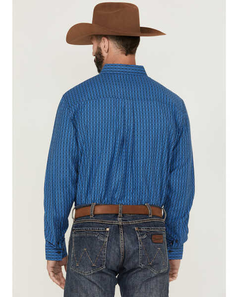 Image #4 - RANK 45® Men's Bulldogger Dobby Geo Button-Down Western Shirt , Blue, hi-res