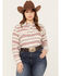 Image #1 - Ariat Women's Serape Jacquard Print Long Sleeve Snap Western Shirt - Plus, Rose, hi-res