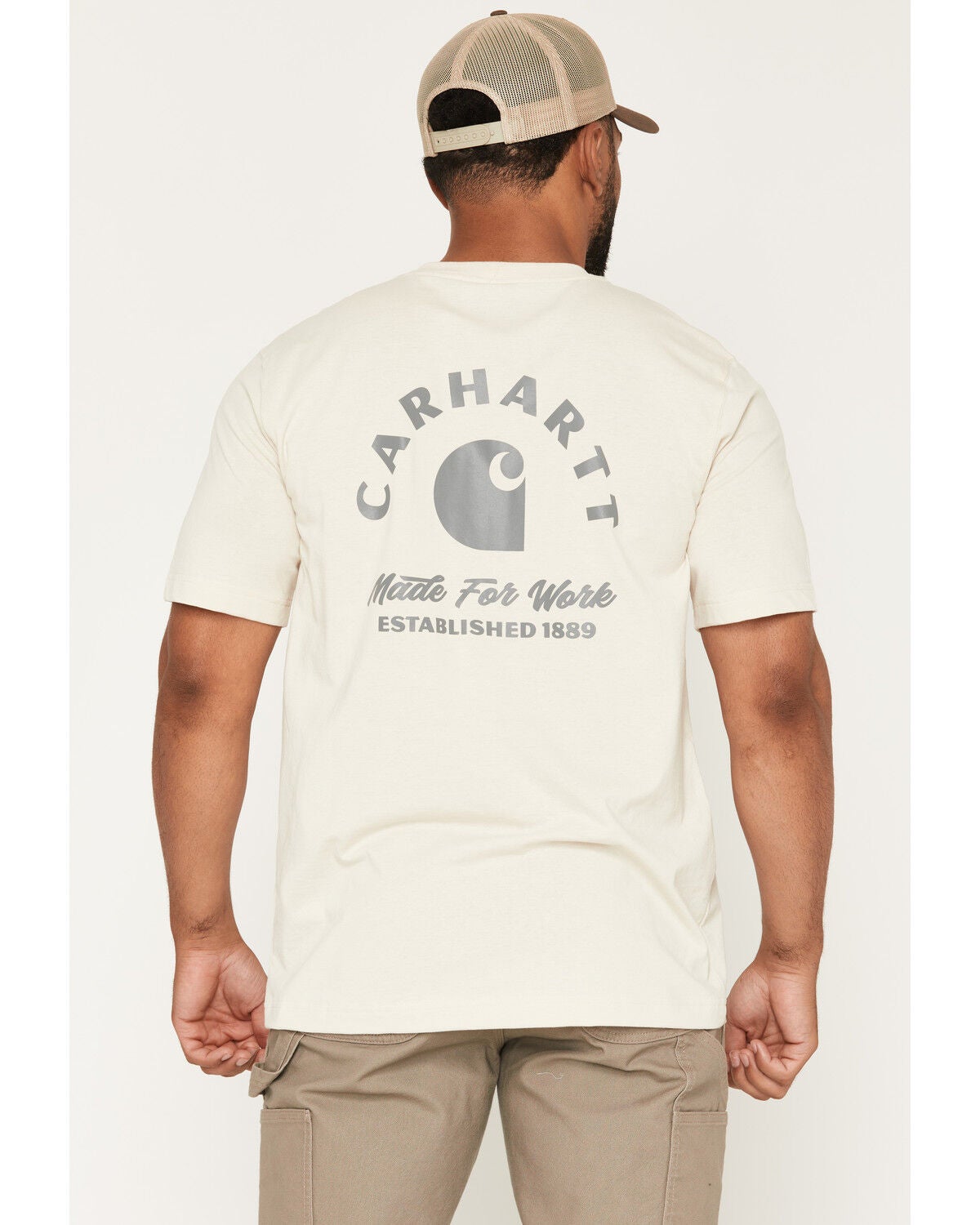 Carhartt Men's Logo Short Sleeve Graphic Work T-Shirt, Oatmeal, hi-res